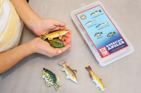 American Angler Collection Toy Fish Set with Collector Case, Miniature Figurine Fish by Toy Fish Factory