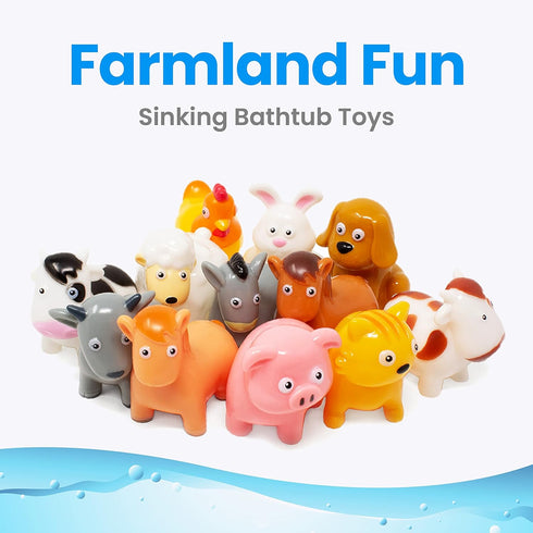 12 2 Boley Farm Animals Bath Toys Bucket - Includes Colorful Fun Free Bathtub Toys & Pool Toys for Kids & Toddlers Ages