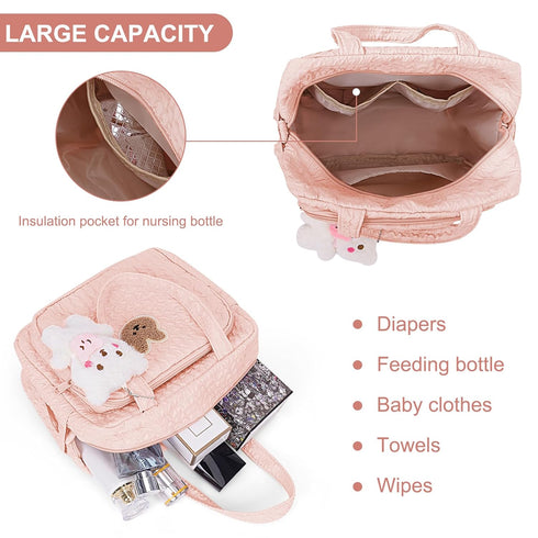 Stylish Pink Baby Diaper Bag Tote - Crossbody Travel Bag for Moms