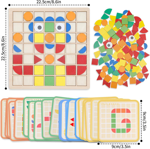 120Pcs 20Pcs 3 Montessori Tangram Educational, Geometric Shapes Puzzle Toys with Wooden Puzzle Blocks and Cards