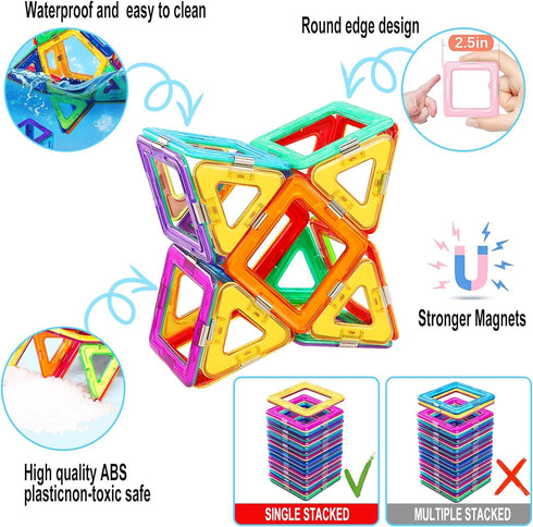 Magnetic Tiles for 3-8+ Year Old Boys Girls, Upgrade Magnetic Building Blocks Set Educational STEM Toys (40PCS)