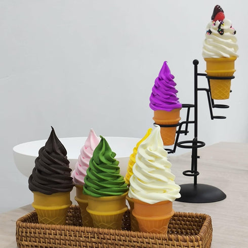 2 Pcs Simulated Ice Cream Artificial Lifelike Ice Cream Fake Ice Cream Food Model for Home Kitchen Cabinet Desk Shops