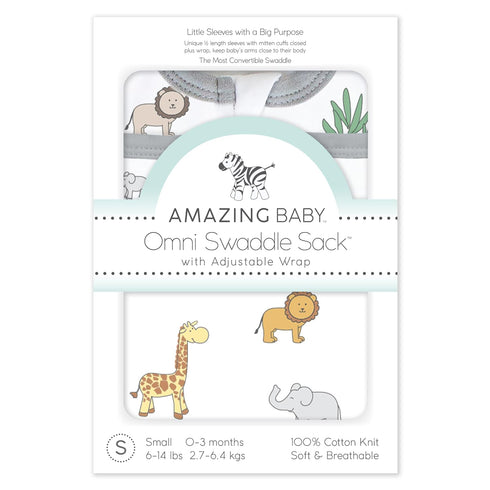 Set, 0-3 6-Way Amazing Baby Gift On Safari and Sterling, Mo Omni Swaddle Sack for Newborn, Swaddle with Arms Up