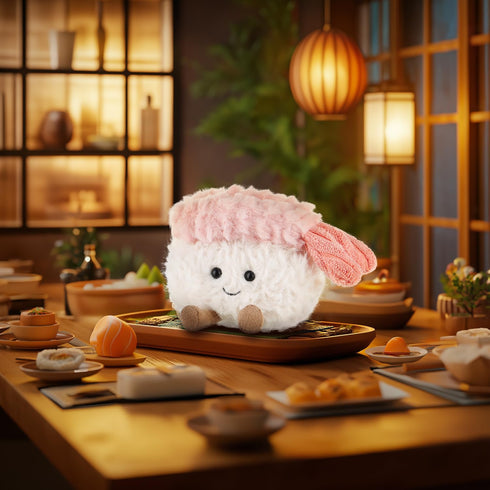 3.5 Inches Apricot Lamb Sushi Plush Food Plushies Stuffed Animals for Kids, Soft Cute Plush Toys for Baby Girl and Boy