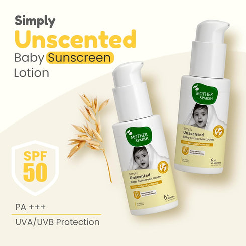 Mother Sparsh 50 Unscented Mineral Baby Sunscreen SPF - Safe Sun Protection by