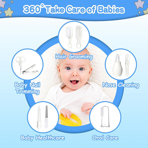 Set 25 1 Baby Grooming Kit for Boys Girls Safety Newborn Nursery Essentials Grooming Gift for First-time Parents, Grey