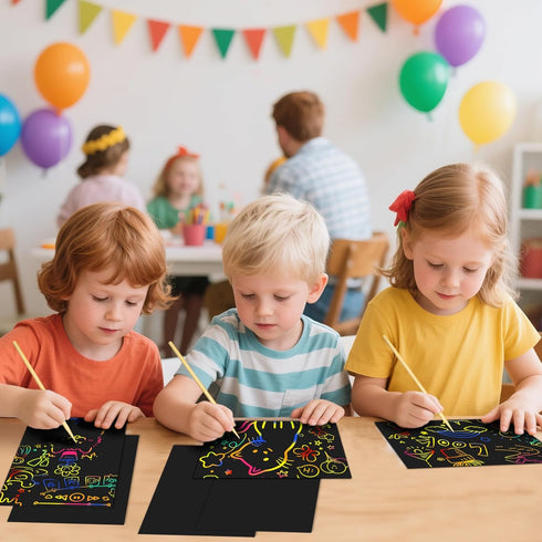 Cityrosy 160 Sets 3-12 Rainbow Scratch Paper for Kids: Pcs Scratch Art for Kids Arts and Crafts Birthday Gifts
