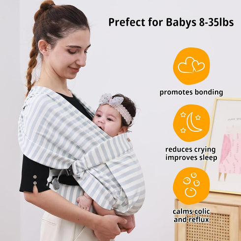 CUBY Newborn Baby Wraps Carrier, Easy to Wear Front Newborn Carriers, Adjust and Soft Cotton Baby Front Wraps Carrier