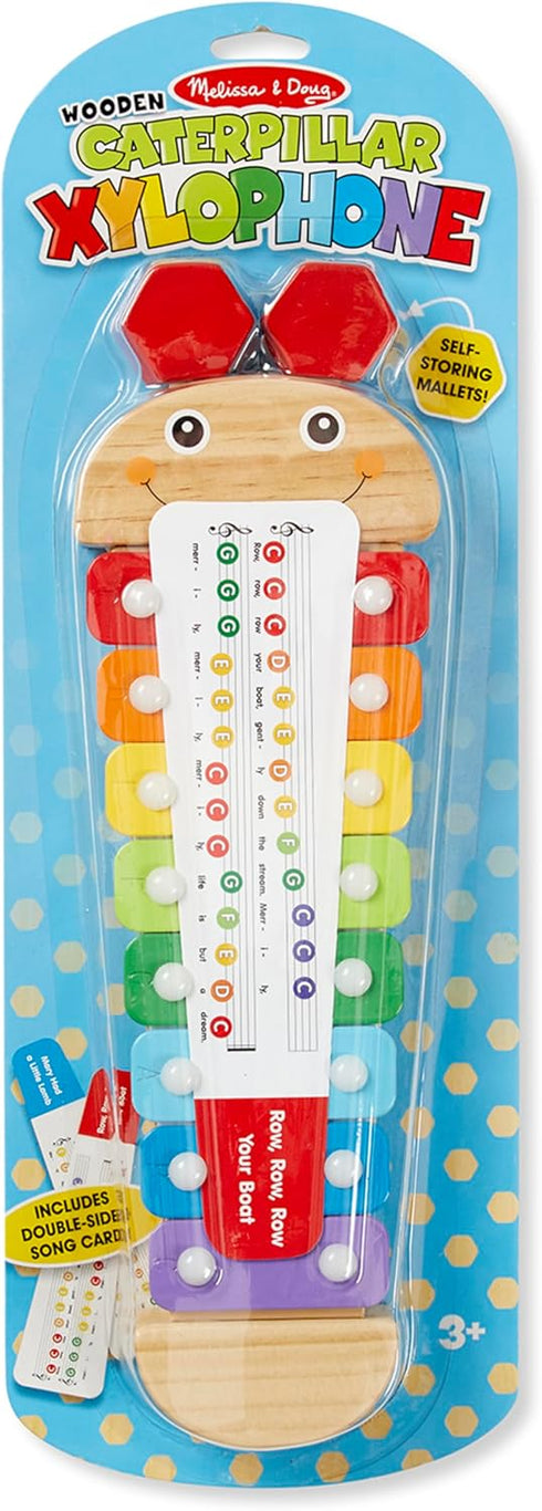 Melissa & Doug Caterpillar Xylophone Musical Toy with Wooden Mallets, 15.25" x 6.5" x 1.5"
