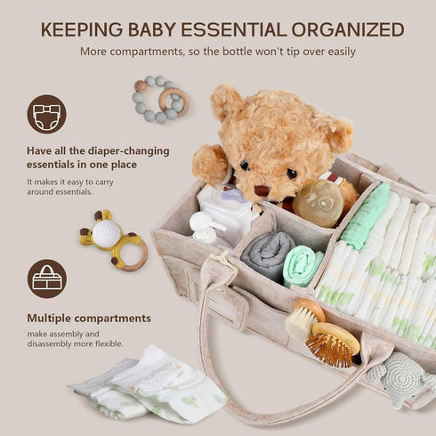 GEMII Diaper Caddy Organizer-Large Baby Caddy Organizer with HandleNewborn Registry EssentialsBaby Shower Gift Basket