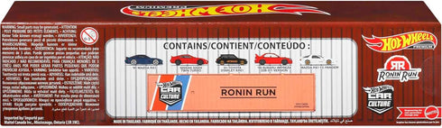 Hot Wheels Ronin Run Container Set, 5 Premium 1:64 Scale Cars in Collectible Container, Metal Body & RealRiders Tires