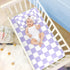 SyXIOP 28" 52" Purple and White American Plaid Cooling Baby Waterproof Crib Mattress Cover x Ultra Soft Training Pads