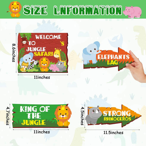 20 Pieces Safari Jungle Party Sign - Animal Signs Decorations for Kids Birthday, Welcome Signage