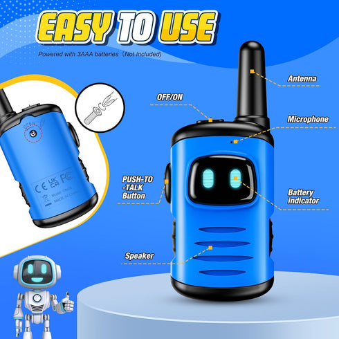 Kids Walkie Talkies Toys for Boys - comedyfun Mini Robots 2 Pack, Birthday Gifts for Ages 3-10 Outdoor Games