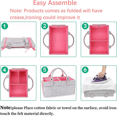 Baby Diaper Caddy Organizer for Girl Boy Large Nursery Storage Bin Basket Portable Holder Tote Bag for Changing Table