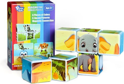 3D Magnetic Cubic Jigsaw Puzzle Toys for Toddlers - Large Building Blocks Cubes 1.65 Inches for Kids 3-5
