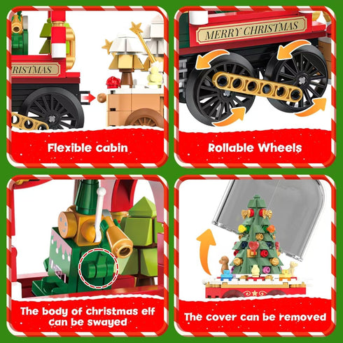 Set, Sets 8+(1041 Christmas Train Building Blocks Trian Model Building Toy Collectible Holiday Block for Boys & Girls