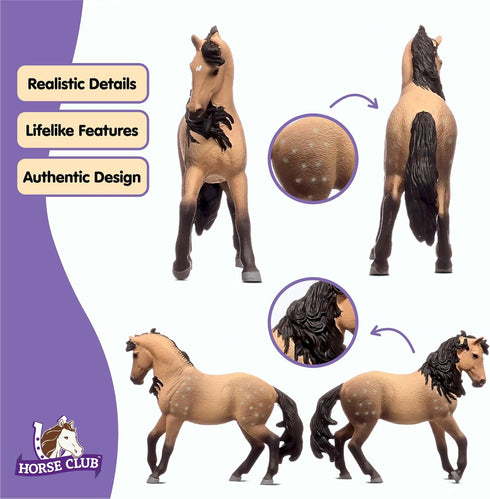5 5+ 14894 Schleich Horse Club - Andalusian Mare Figurine with Spotted Brown Coat - Realistic Horse Toy with Long Black