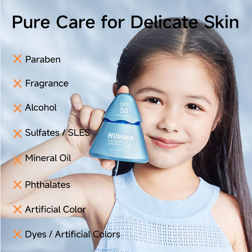SPF50, 1.94oz Hi!papa Kids Mineral Sunscreen Face & Sensitive Skin, Non-Nano Zinc Oxide Baby Sunblock with Centella, No
