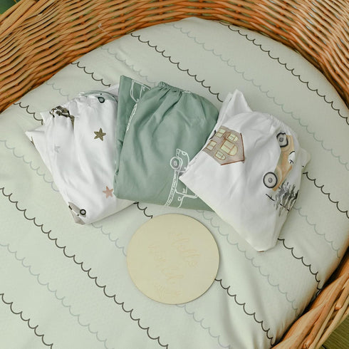 4 Pack, Cozy 32"x16" Gllquen Baby Bassinet Sheets Breathable Fitted Mattress Sheet, Elastic Travel Crib Fashionable