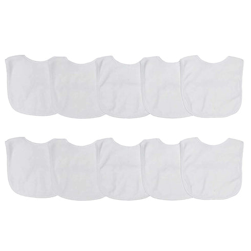 Neat Solutions 2-Ply Knit Terry Feeder Bibs, Solid Color, White, 10 Count (Pack of 1)
