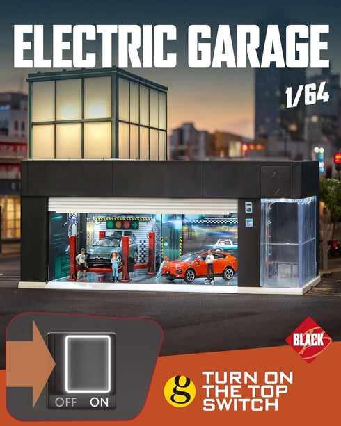 MOCBURIKU 1/64 3 3D Scale Diecast Display Case for Hot Wheel Storage with LED Lights, Stackable Electric Garage