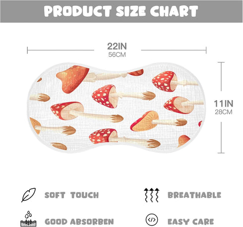 YETTASBIN Mushroom Muslin Baby Burp Cloth, Super Soft Absorbent Cotton Burp Rag Baby Bibs Feeding Cloth for Newborn