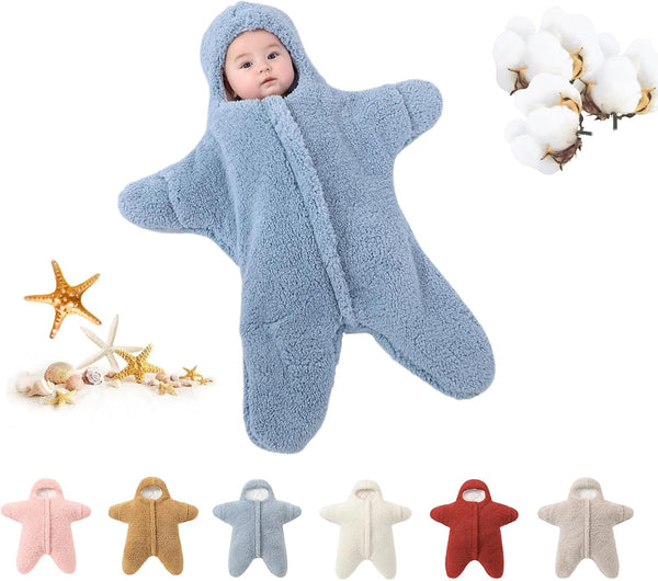 HEVOY Baby Starfish Onesie, Thick Imitation Fleece Starfish Newborn Sleeping Bag, Infant Footie