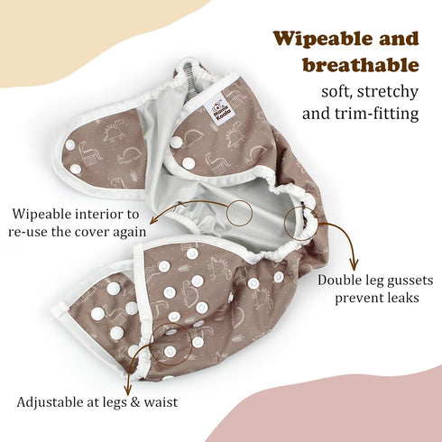 Gusset Mama Koala Reusable Adjustable Cloth Diaper Covers with Double for Girls and Boys, Snap Closure, Size S (Simply
