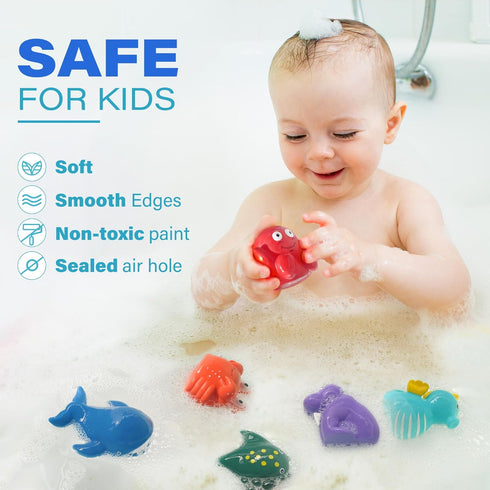 LotFancy Bath Toys for Kids Ages 1-3, Mold Free Ocean Sea Animal Bathtub Toys, 8PCS Soft Baby Bath Toys