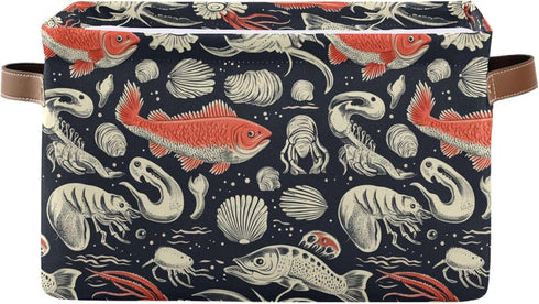 CWUPZAY Salmon Storage Basket Canvas Fabric Collapsible Storage Bins Box Organizer Waterproof for