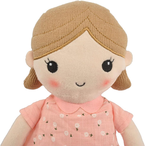 15" (89835) Linzy Toys, Soft Plush Light Pink Blue Emily Rag Doll for Girl, My First Rag Doll, Muecas de Trapo para