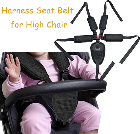 Universal High Chair Safety Seat Belt with Crotch Cushion & Shoulder Pads