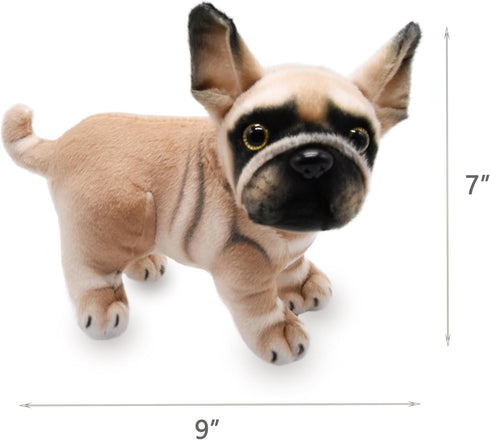 Lifelike Frenchie Dog Stuffed Animal, Super Realistic Plush French Bulldog Doll Puppy Toy, 9 Inches