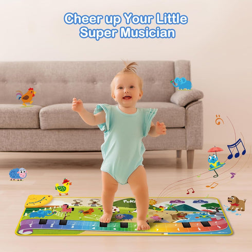 61 1 5 FOKI Toddler Toys Floor Piano Mat with Animal Music Sounds, Baby Kid Sensory Educational Dancing Musical
