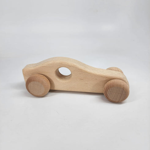 2 Pack Wooden Cars for Toddlers and Babies, Montessori Baby Rattles and Teething Toys