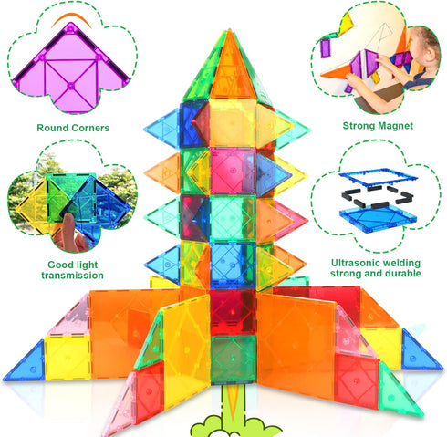 Magnetic Tiles Toddler Toys, Sensory Toys for Toddlers 3-4, Magnetic Blocks for Kids Age 3-5