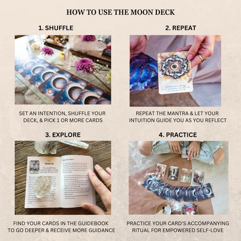 The Moon Deck - Eco-Printed Premium Oracle Set with 44 Cards and Guidebook for Women’s Intuition and Self-Love