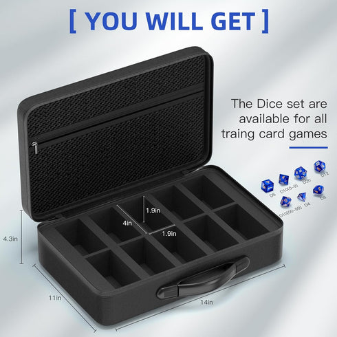 1200-2200 Set Vitula Cards Case Fits for MTG, Cards Against Humanity, Yugi-oh, Portable Card Storage Box with a Dice