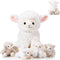 Lenwen 5 Pcs Lamb Stuffed Animal Set, 14 Inch Mommy Lamb Plush with 4 Cute Babies for Nursery Decor