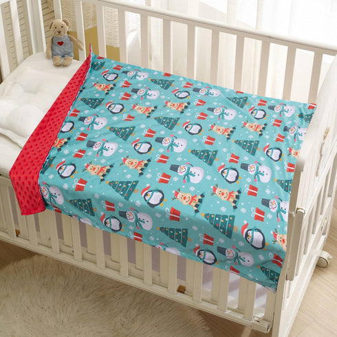 30 40 Inch Baby Blanket for Boys Girls Soft Minky with Double Layer Dotted Backing, Cartoon Printed x Receiving Blanket