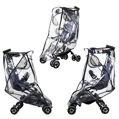 Stroller Rain Cover, Universal Black Clear Baby Travel Weather Shield for Outdoor Protection, Plastic Cover for Winter,