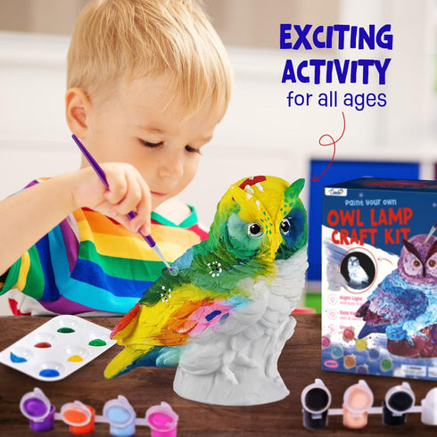 Paint Your Own Owl Lamp Kit, Arts & Crafts Supplies for Kids Ages 6-12, Birthday Gift for Boys and Girls