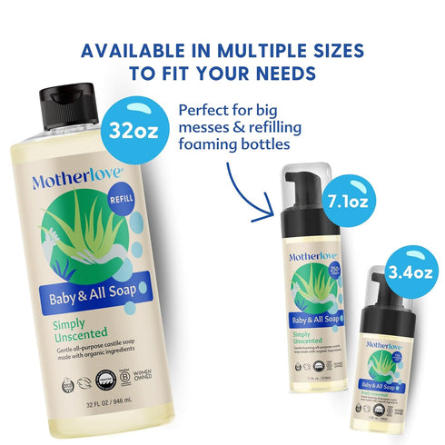 (32 oz) Motherlove Baby & All Soap Gentle Foaming All-Purpose Castile Soap Made with Organic Ingredients Simply