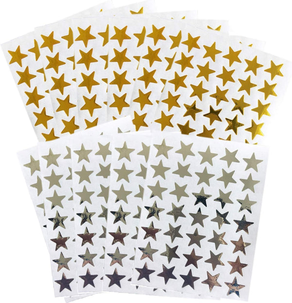 Kenkio 3500 Count Star Stickers, Gold Silver Self-Adhesive Stickers