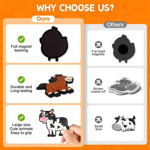 1-3, Refrigerator Magnets for Kids, Large Cute Farm Animals Fridge Magnets for Toddlers Soft Full Back Magnet