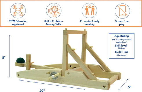 PATHFINDERS STEM Kit – Medieval Catapult Kit | Trebuchet Science Kits for Kids Age 8-14