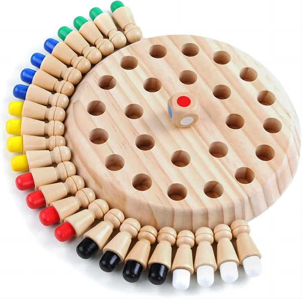 Wooden Memory Chess Board Game - Color Memory Matching Brain Teasers for Kids Age 3-12, Educational Toys
