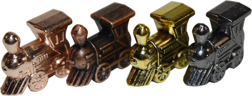 Set 4 Regal Games - Mexican Train Domino Replacement Metal Marker Trains - for Mexican Train Domino Game - Gold, White