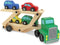 Melissa & Doug Wooden Car Carrier Truck and Cars Toy Set with 1 Truck and 4 Cars for Kids Ages 3+